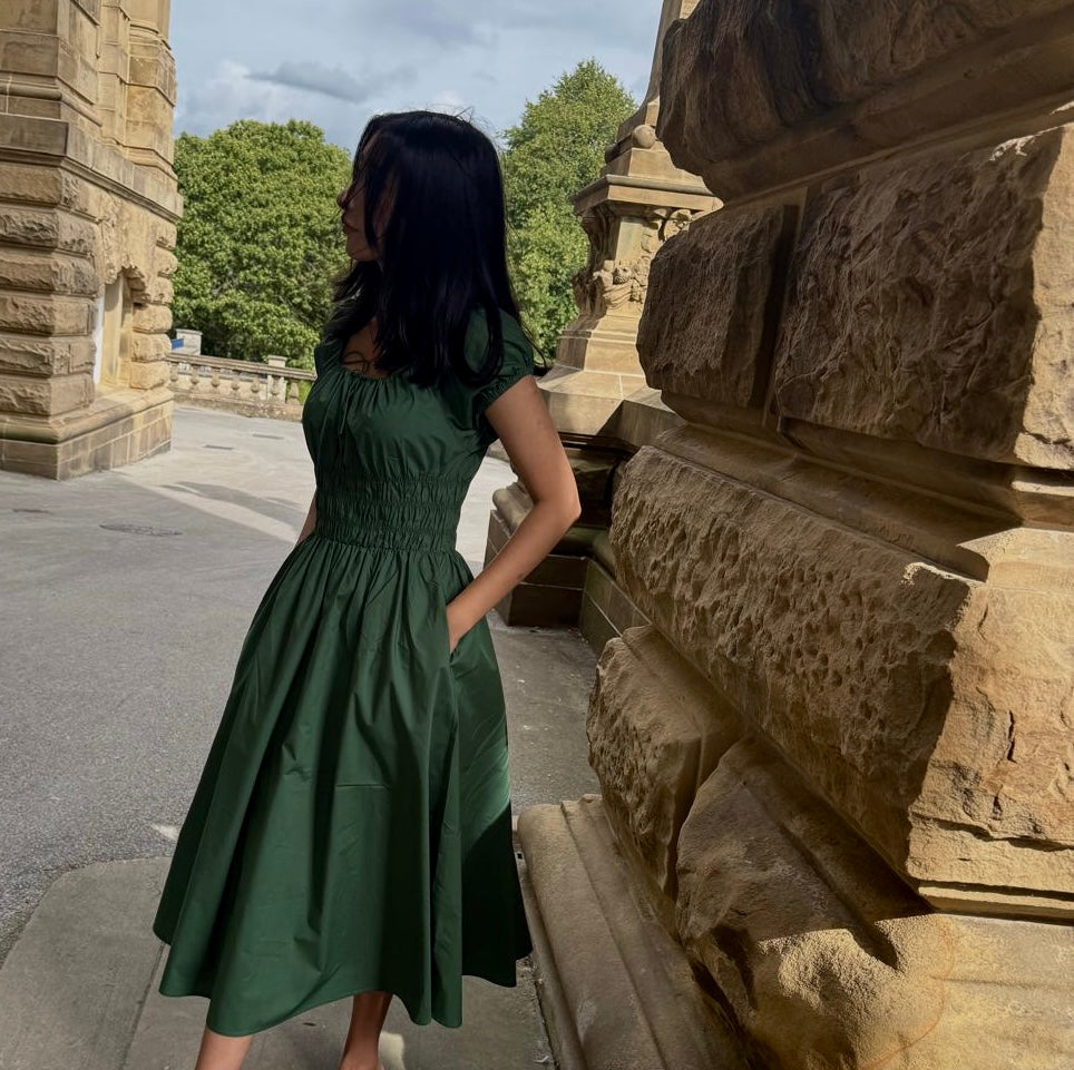 Dark green midi dress