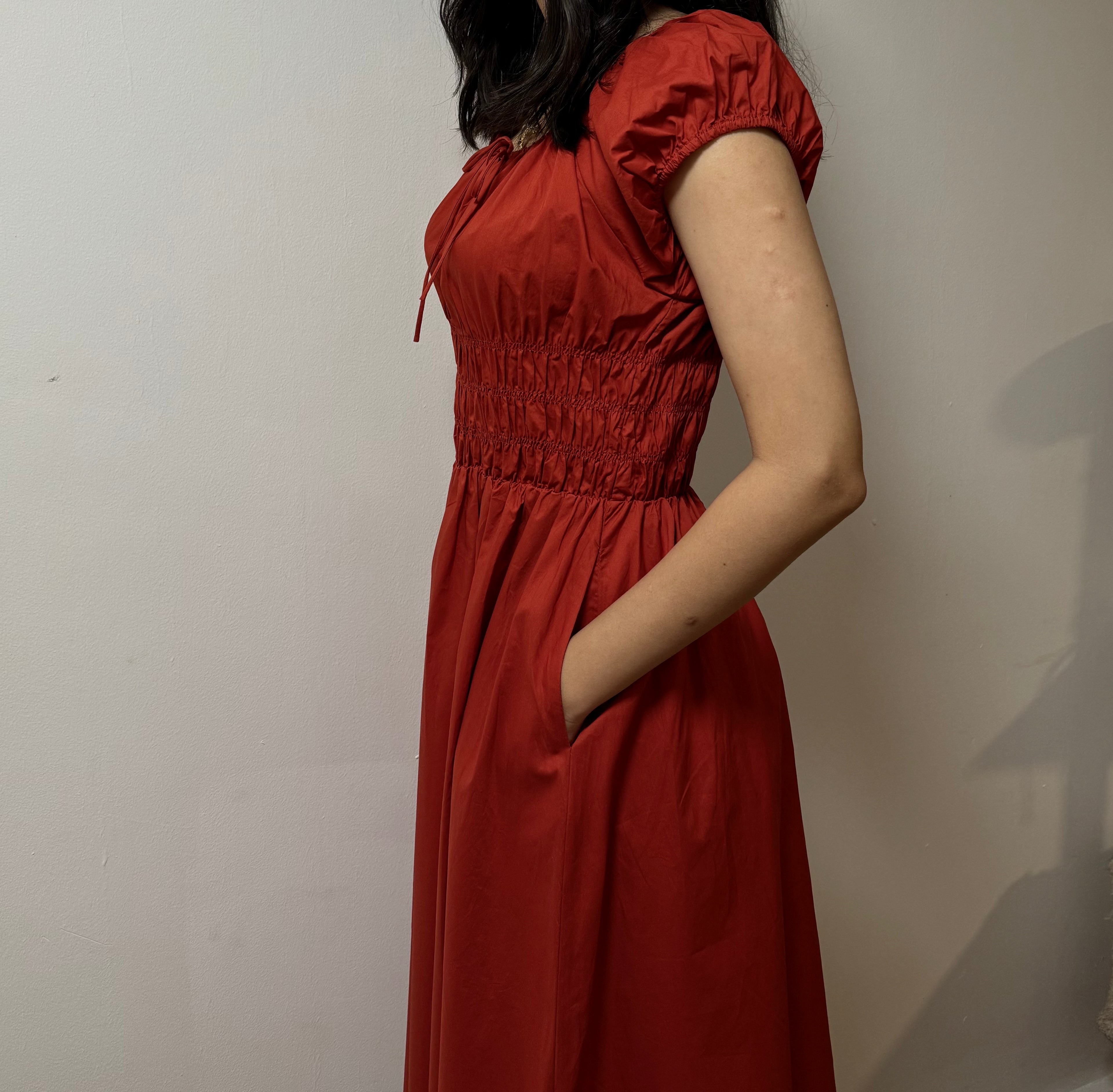 Muted red midi dress
