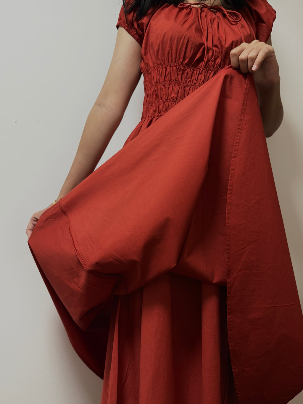 Muted red midi dress
