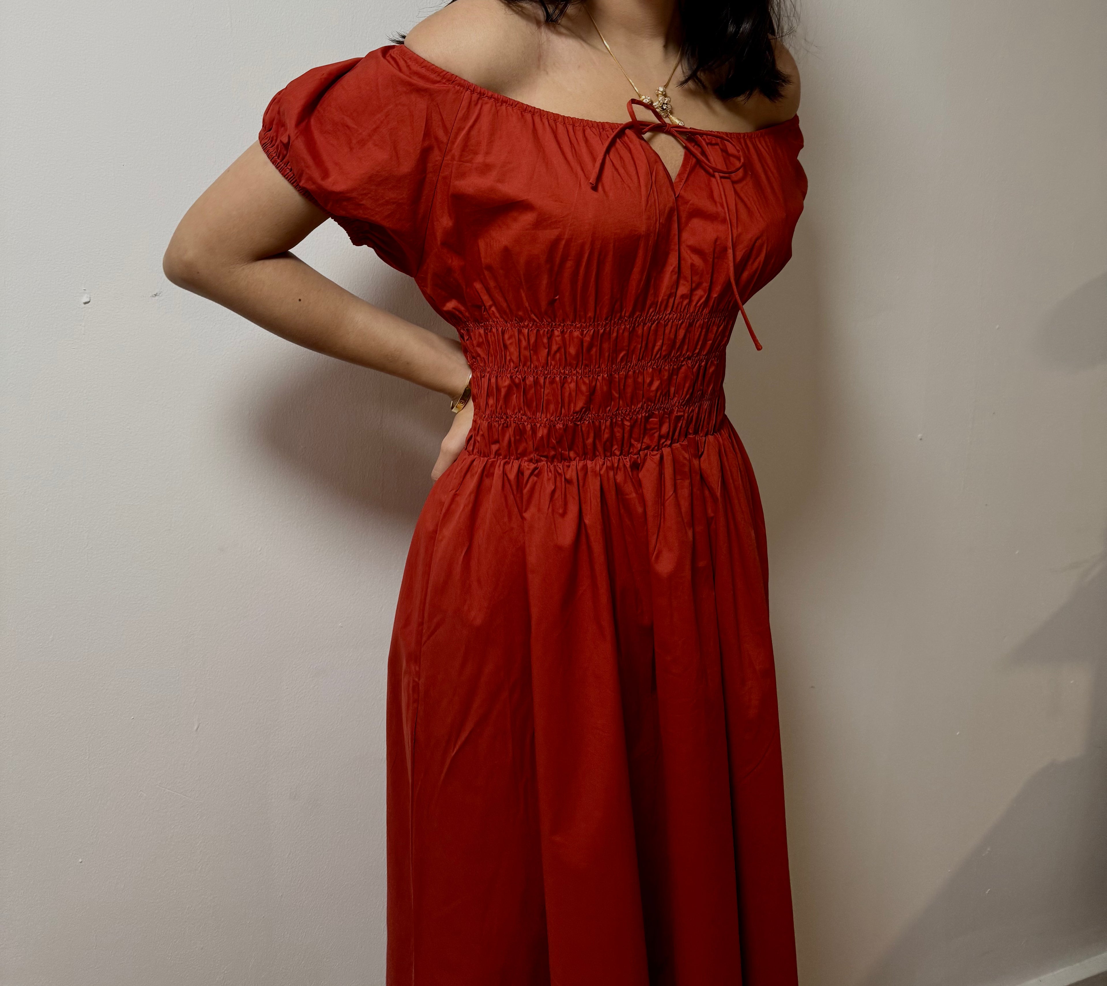 Muted red midi dress