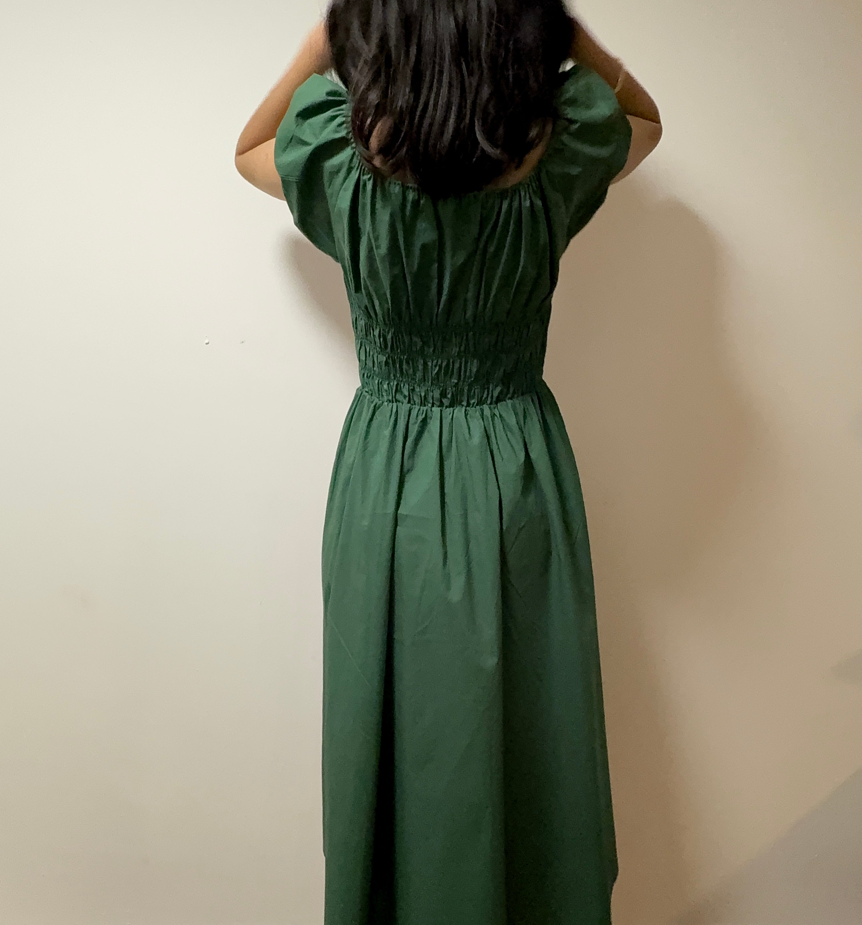 Dark green midi dress
