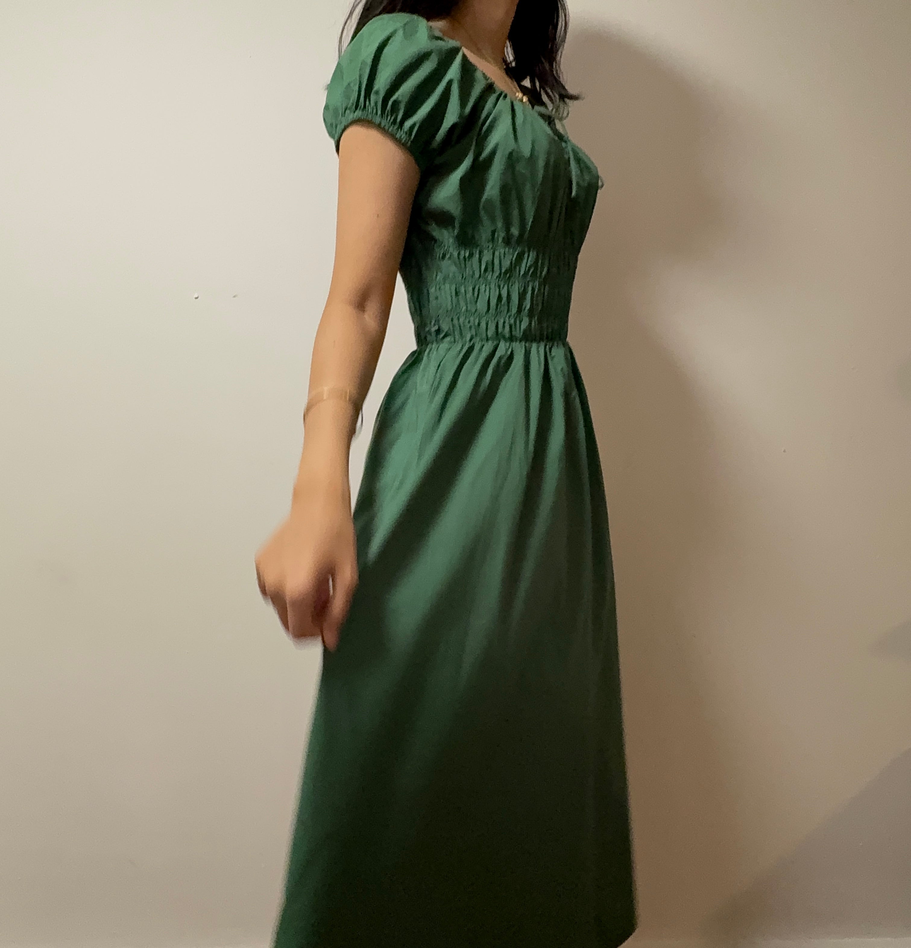 Dark green midi dress
