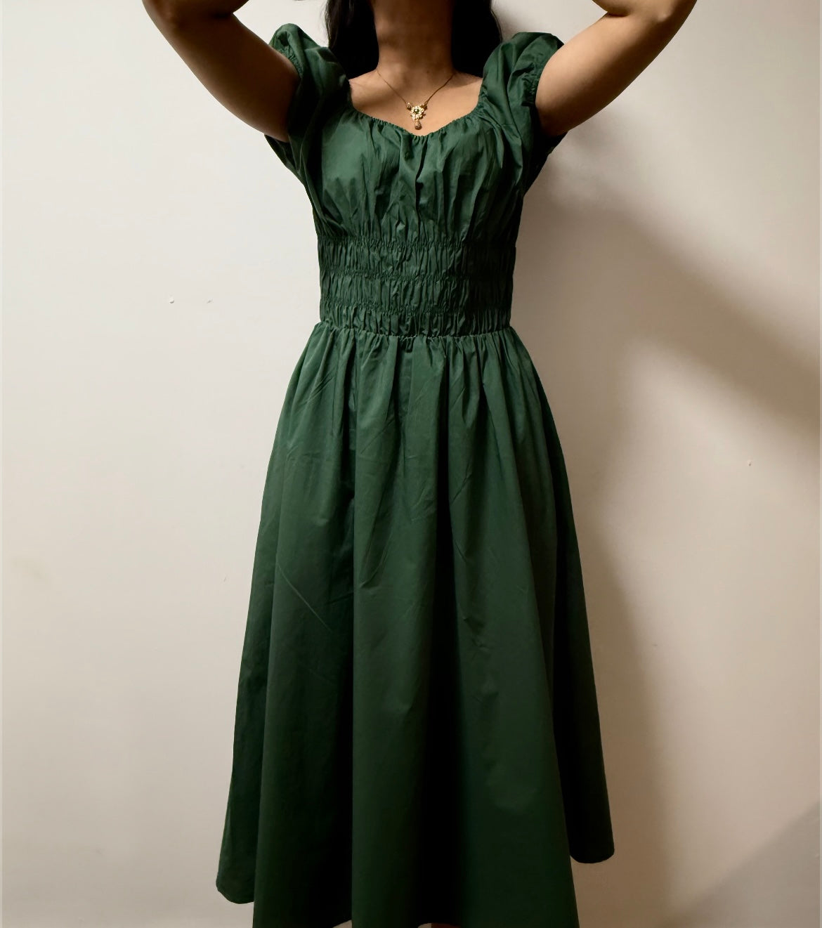 Dark green midi dress