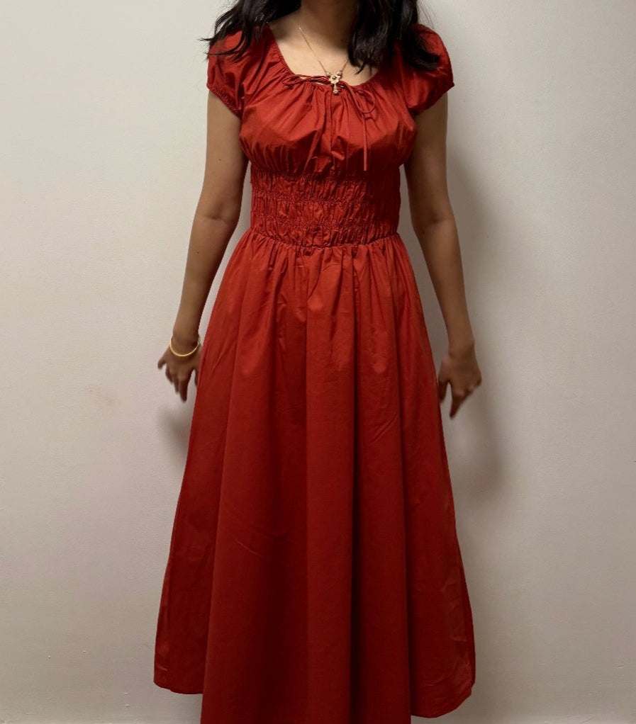 Muted red midi dress